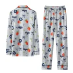 Georgetown Hoyas Long Pajama Set Personalized Ribbon Florals Blue Best Selling