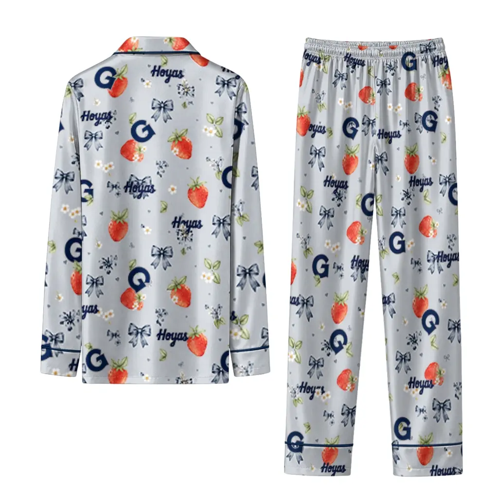 Georgetown Hoyas Long Pajama Set Personalized Ribbon Florals Blue Fashion Forward Georgetown Hoyas Long Pajama Set Personalized Ribbon Florals Blue Fashion Forward