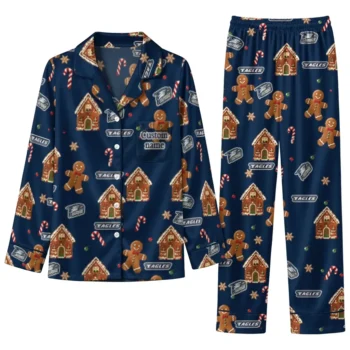 Georgia Southern Eagles Long Pajama Set Customized Candy Scatter Blue Best Selling