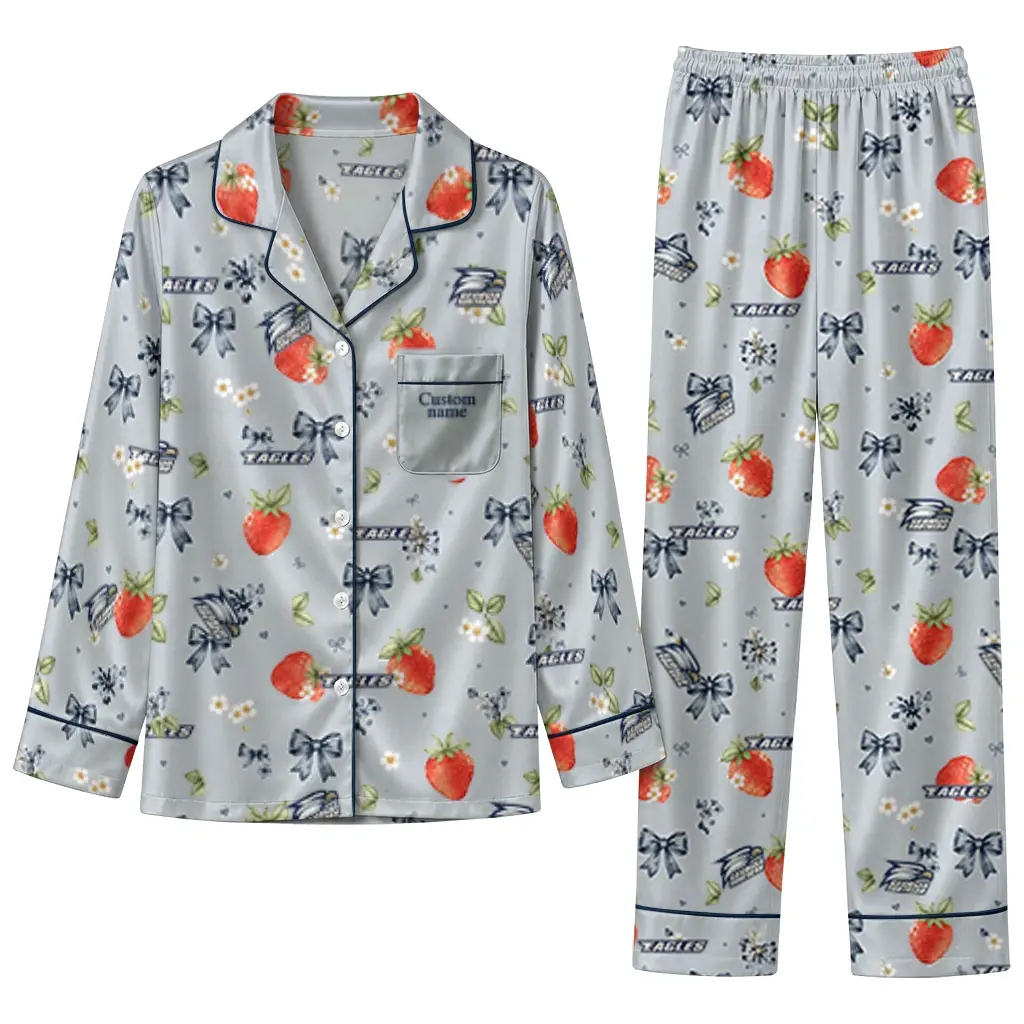 Georgia Southern Eagles Long Pajama Set Customized Ribbon Florals Blue Best Selling Georgia Southern Eagles Long Pajama Set Customized Ribbon Florals Blue Best Selling