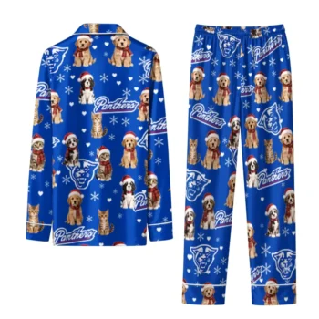 Georgia State Panthers Long Pajama Set Personalized Animal Scatter Blue Fashion Forward