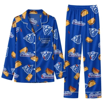 Georgia State Panthers Long Pajama Set Personalized Snack Scatter Blue Best Selling