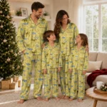 Georgia Tech Yellow Jackets Long Pajama Set Customized Ribbon Chains Gold Best Selling