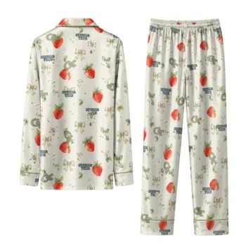 Georgia Tech Yellow Jackets Long Pajama Set Customized Ribbon Florals Gold Fashion Forward
