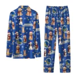 Golden State Warriors Long Pajama Set Personalized Animal Scatter Blue Best Selling