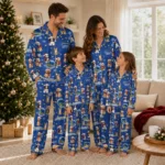 Golden State Warriors Long Pajama Set Personalized Animal Scatter Blue Best Selling