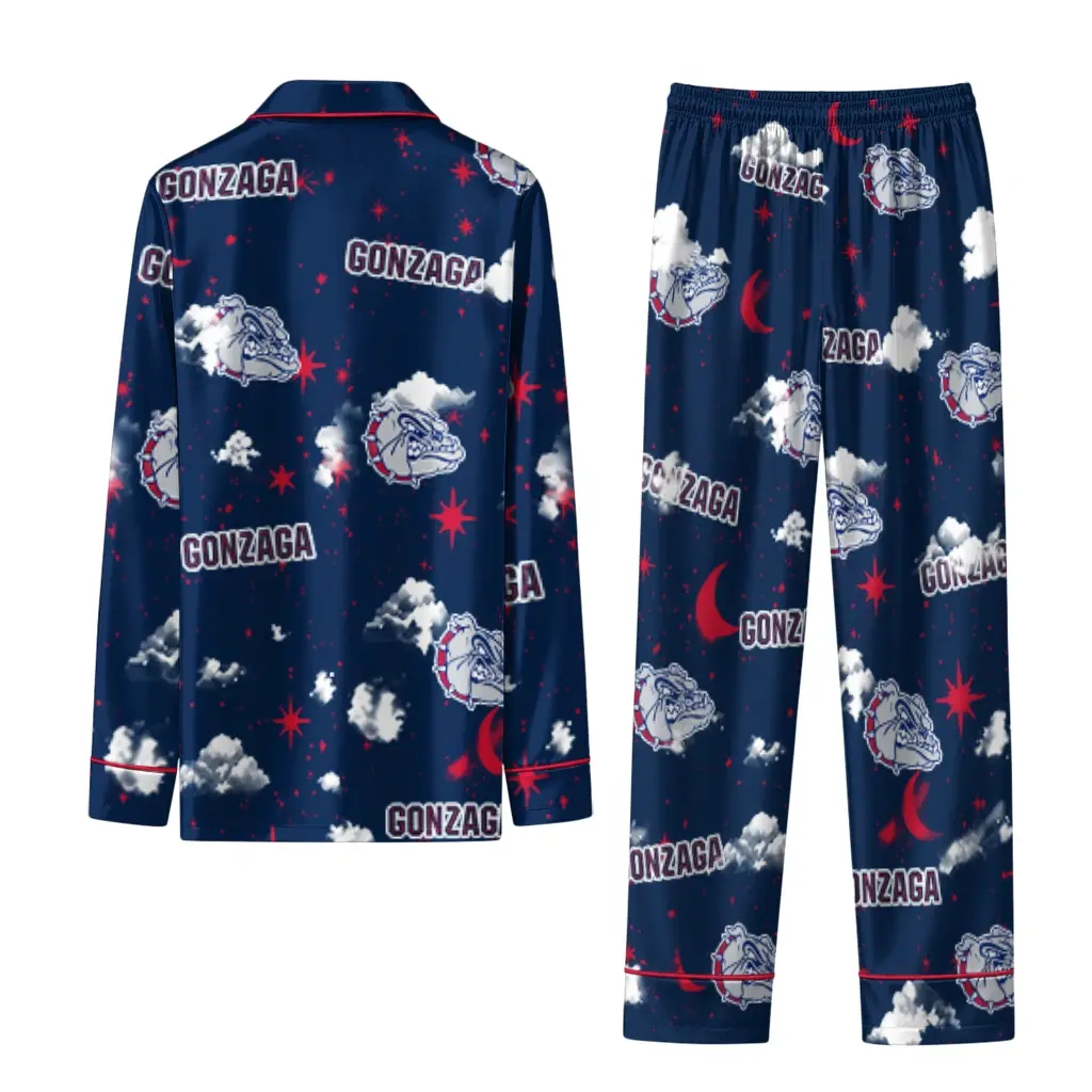 Gonzaga Bulldogs Long Pajama Set Custom Cloud Stars Blue Fashion Forward Gonzaga Bulldogs Long Pajama Set Custom Cloud Stars Blue Fashion Forward