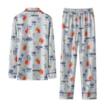 Gonzaga Bulldogs Long Pajama Set Custom Ribbon Florals Blue Fashion Forward