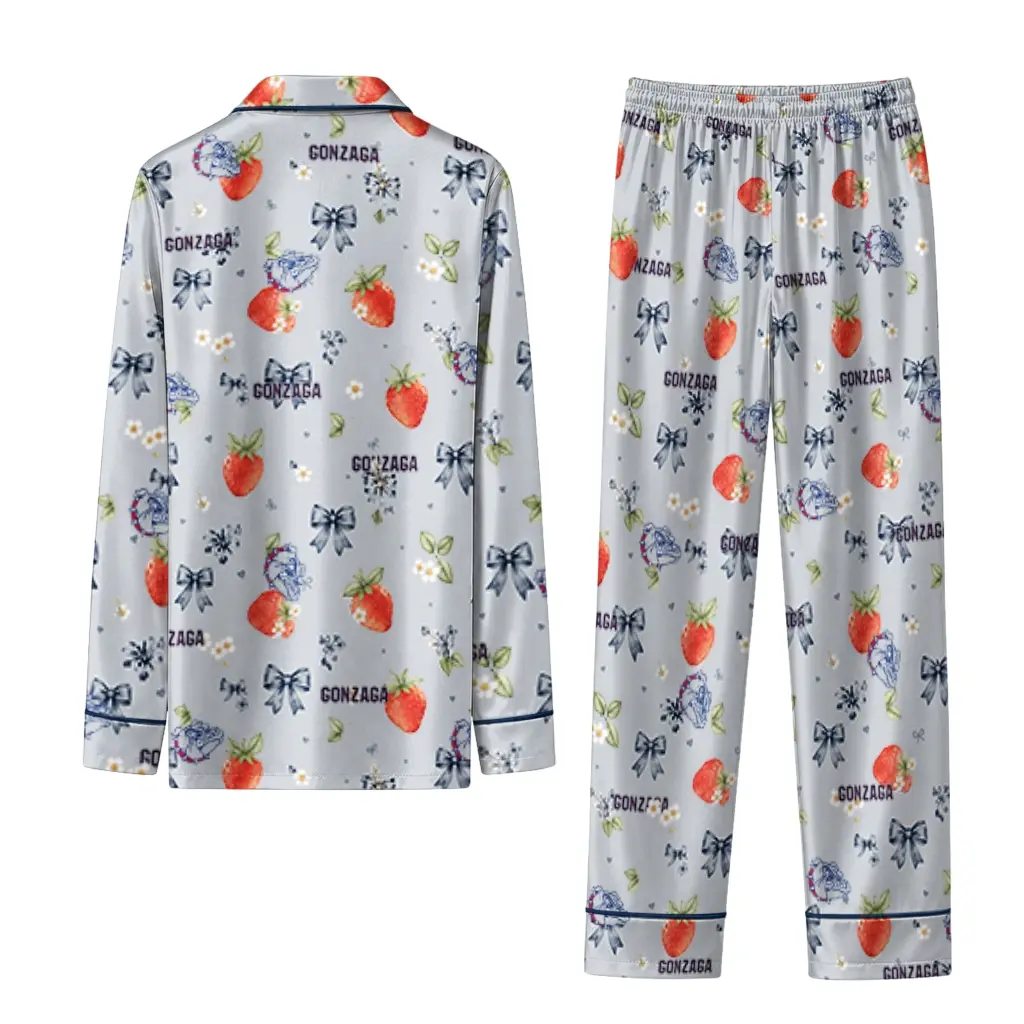 Gonzaga Bulldogs Long Pajama Set Custom Ribbon Florals Blue Fashion Forward Gonzaga Bulldogs Long Pajama Set Custom Ribbon Florals Blue Fashion Forward