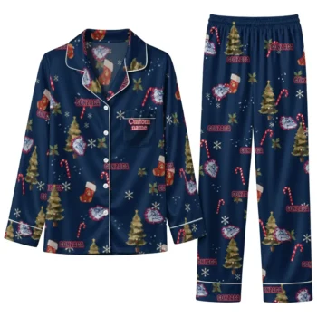 Gonzaga Bulldogs Long Pajama Set Custom Sprig Scatter Blue Best Selling