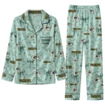 Green Bay Packers Long Pajama Set - Customized Ribbon Chains Green 1 green bay packers long pajama set customized ribbon chains green best selling.webp