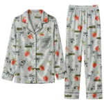 green bay packers long pajama set customized ribbon florals green best selling.webp