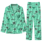 Hawaii Rainbow Warriors Long Pajama Set Customized Ribbon Chains Green Best Selling