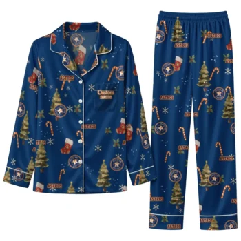 Houston Astros Long Pajama Set Custom Sprig Scatter Blue Best Selling