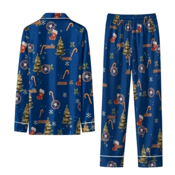 Houston Astros Long Pajama Set Custom Sprig Scatter Blue Fashion Forward