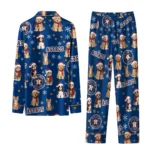 Houston Astros Long Pajama Set Customized Animal Scatter Blue Best Selling