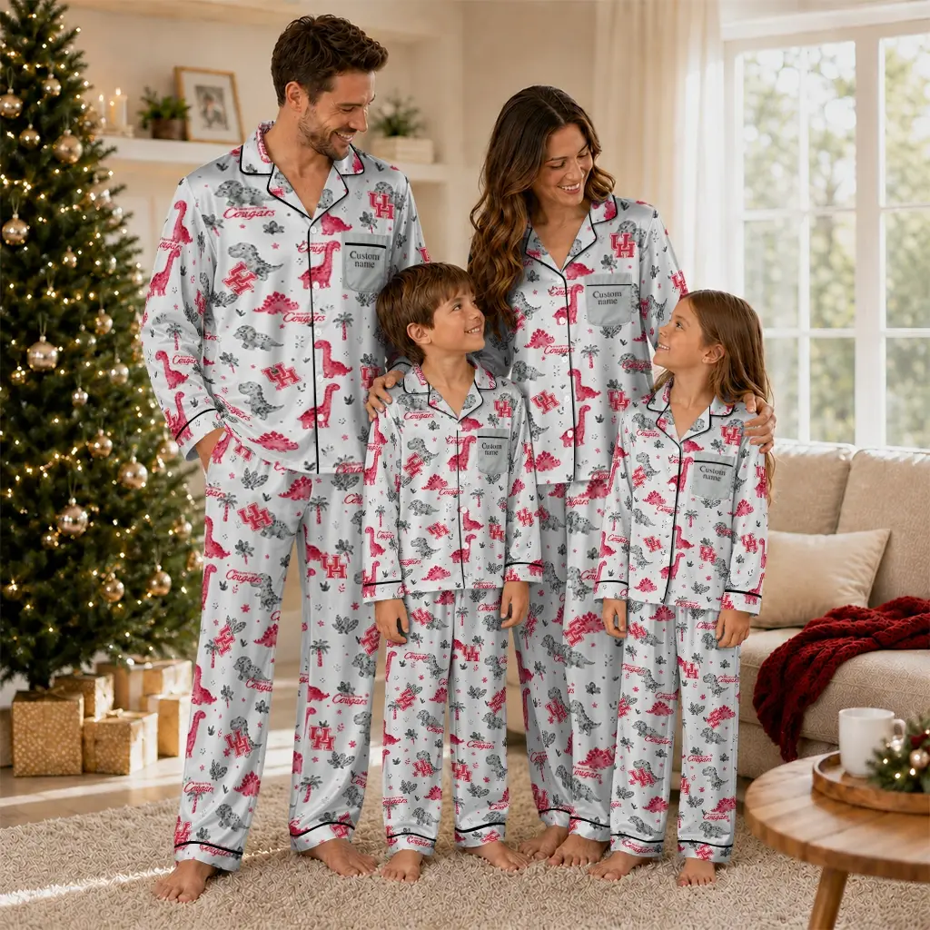 Houston Cougars Long Pajama Set Personalized Character Scatter Latest Model Houston Cougars Long Pajama Set Personalized Character Scatter Latest Model