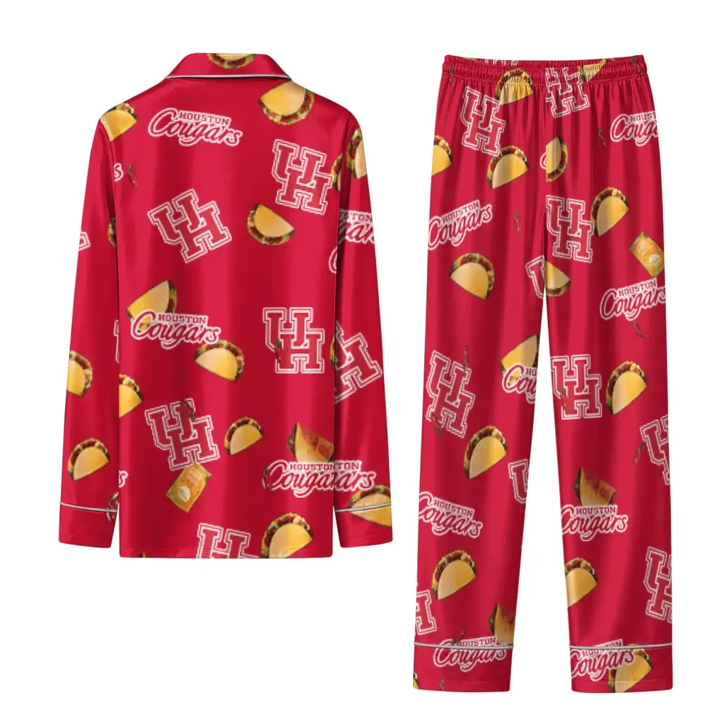 Houston Cougars Long Pajama Set Personalized Snack Scatter Red Fashion Forward Houston Cougars Long Pajama Set Personalized Snack Scatter Red Fashion Forward