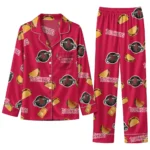 Houston Rockets Long Pajama Set Customized Snack Scatter Red Best Selling