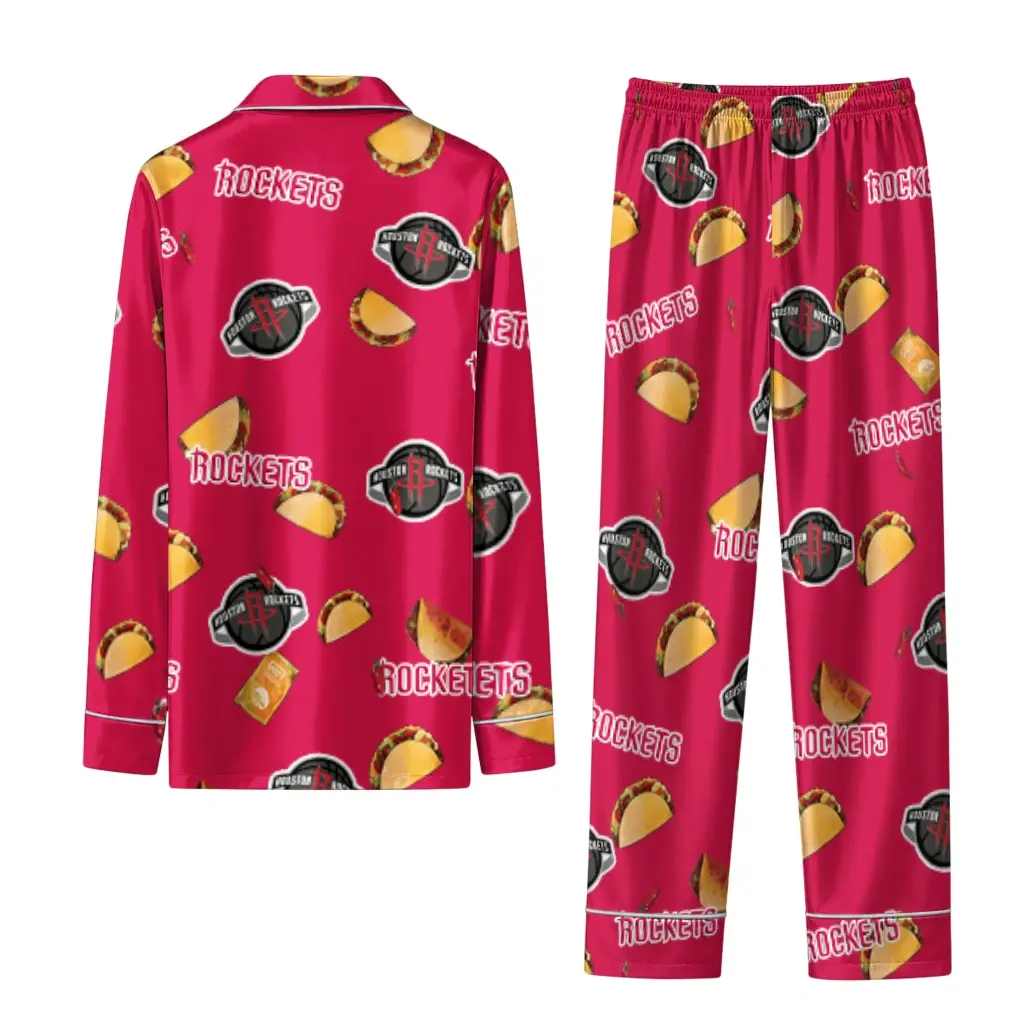 Houston Rockets Long Pajama Set Customized Snack Scatter Red Fashion Forward Houston Rockets Long Pajama Set Customized Snack Scatter Red Fashion Forward