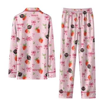 houston rockets long pajama set personalized ribbon florals red fashion forward.webp