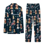 Houston Texans Long Pajama Set Custom Animal Scatter Blue Best Selling