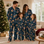 Houston Texans Long Pajama Set Customized Candy Scatter Blue Best Selling