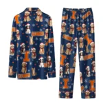 Illinois Fighting Illini Long Pajama Set Customized Animal Scatter Blue Best Selling