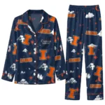 Illinois Fighting Illini Long Pajama Set Customized Cloud Stars Blue Best Selling