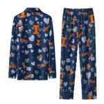 Illinois Fighting Illini Long Pajama Set Customized Heart Charms Blue Best Selling