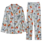 Illinois Fighting Illini Long Pajama Set Customized Ribbon Florals Blue Best Selling