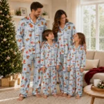 Illinois Fighting Illini Long Pajama Set Customized Ribbon Florals Blue Best Selling
