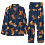 Illinois Fighting Illini Long Pajama Set Customized Snack Scatter Blue Best Selling