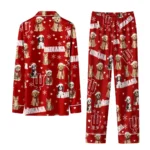 Indiana Hoosiers Long Pajama Set Custom Animal Scatter Red Best Selling