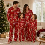 Indiana Hoosiers Long Pajama Set Custom Candy Scatter Red Best Selling