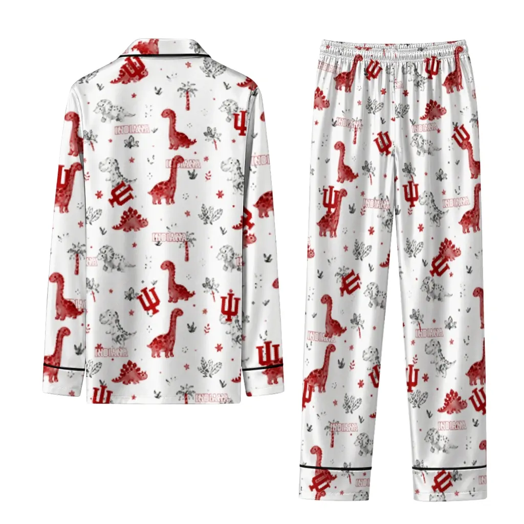 Indiana Hoosiers Long Pajama Set Custom Character Scatter Fashion Forward Indiana Hoosiers Long Pajama Set Custom Character Scatter Fashion Forward
