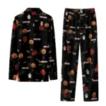 Indiana Hoosiers Long Pajama Set Custom Icon Confetti Black Best Selling
