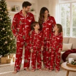 Indiana Hoosiers Long Pajama Set Custom Sprig Scatter Red Best Selling