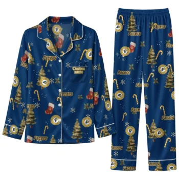 Indiana Pacers Long Pajama Set Custom Sprig Scatter Blue Best Selling