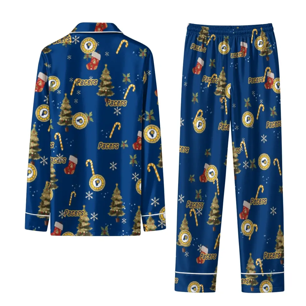 Indiana Pacers Long Pajama Set Custom Sprig Scatter Blue Fashion Forward Indiana Pacers Long Pajama Set Custom Sprig Scatter Blue Fashion Forward