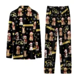 Iowa Hawkeyes Long Pajama Set Personalized Animal Scatter Black Best Selling