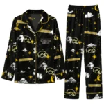 Iowa Hawkeyes Long Pajama Set Personalized Cloud Stars Black Best Selling
