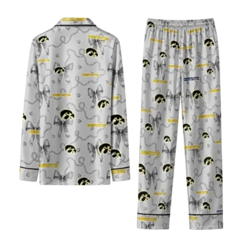 Iowa Hawkeyes Long Pajama Set Personalized Ribbon Chains Black Fashion Forward