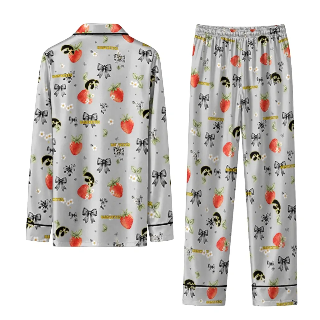 Iowa Hawkeyes Long Pajama Set Personalized Ribbon Florals Black Fashion Forward Iowa Hawkeyes Long Pajama Set Personalized Ribbon Florals Black Fashion Forward