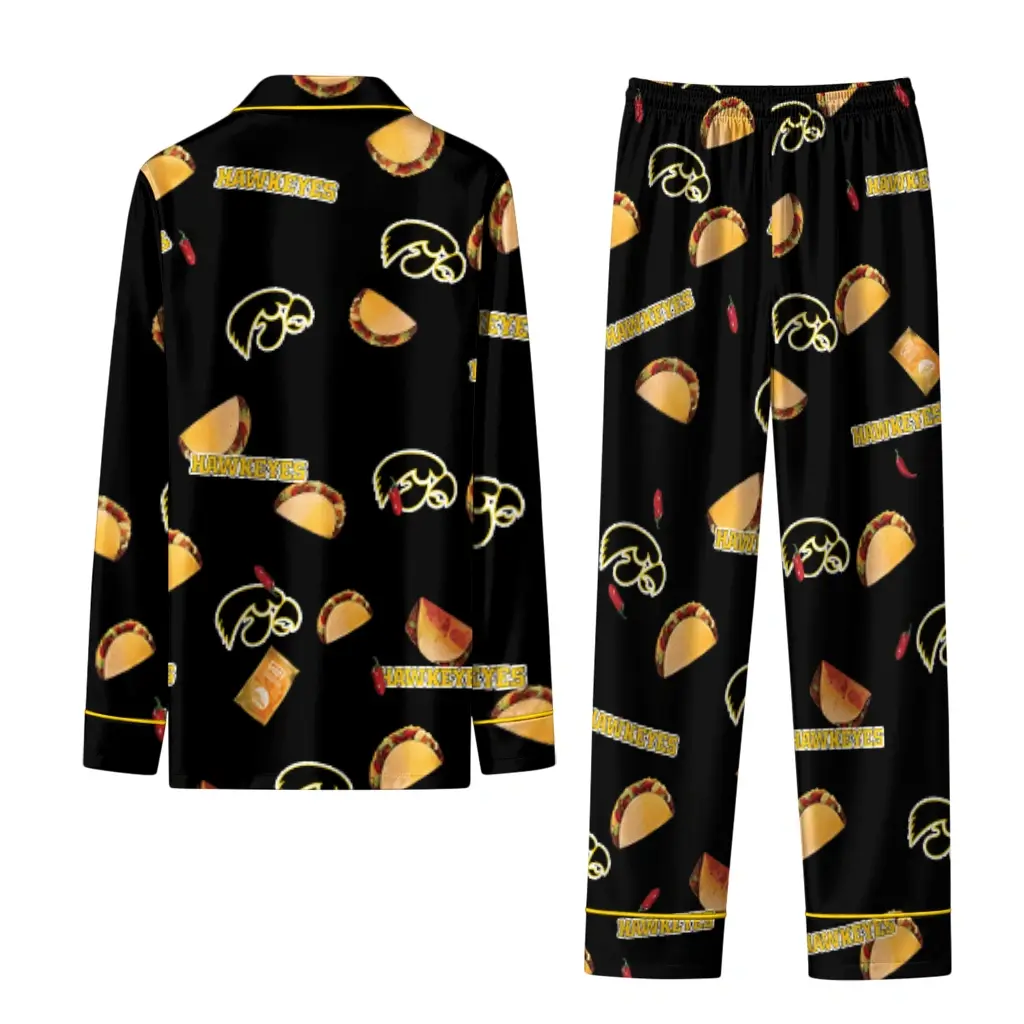 Iowa Hawkeyes Long Pajama Set Personalized Snack Scatter Black Fashion Forward Iowa Hawkeyes Long Pajama Set Personalized Snack Scatter Black Fashion Forward