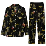 Iowa Hawkeyes Long Pajama Set Personalized Sprig Scatter Black Best Selling