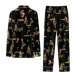 Iowa Hawkeyes Long Pajama Set Personalized Sprig Scatter Black Best Selling