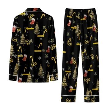 Iowa Hawkeyes Long Pajama Set Personalized Sprig Scatter Black Fashion Forward
