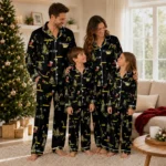Iowa Hawkeyes Long Pajama Set Personalized Sprig Scatter Black Best Selling