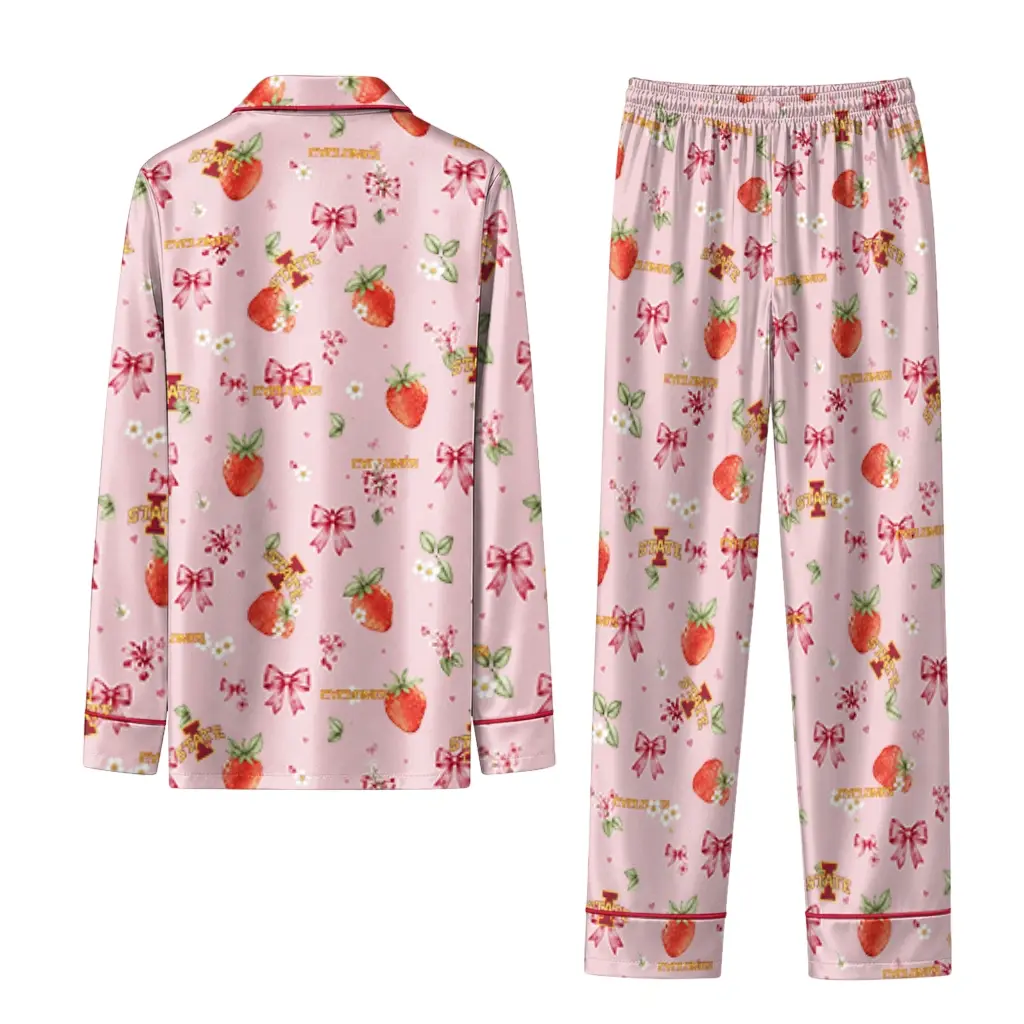 Iowa State Cyclones Long Pajama Set Customized Ribbon Florals Red Fashion Forward Iowa State Cyclones Long Pajama Set Customized Ribbon Florals Red Fashion Forward